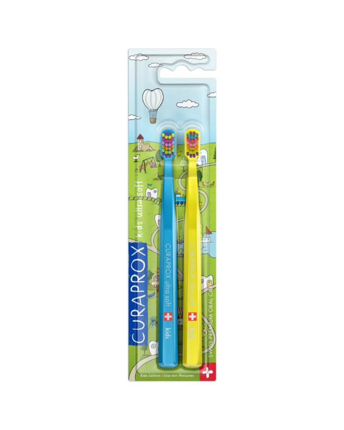 Curaprox Kids toothbrush for children, compact head and soft bristles for gentle and effective brushing.